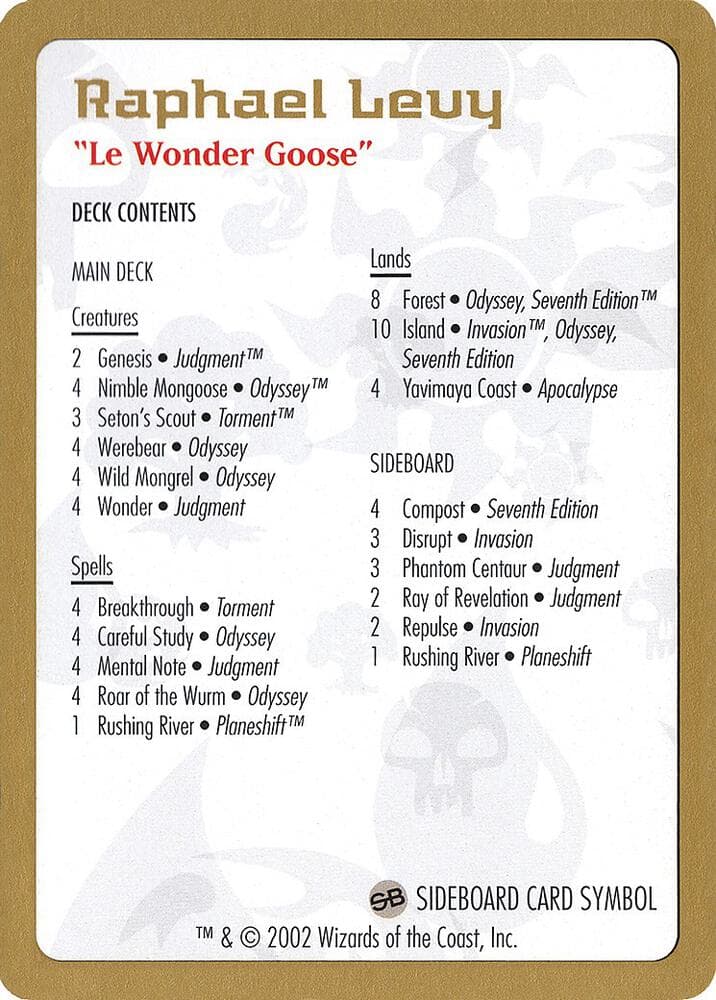2002 Raphael Levy Decklist Card
