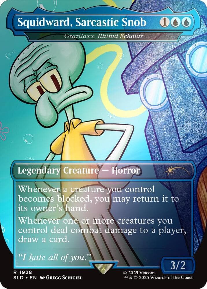 Squidward, Sarcastic Snob - Grazilaxx, Illithid Scholar (Rainbow Foil)