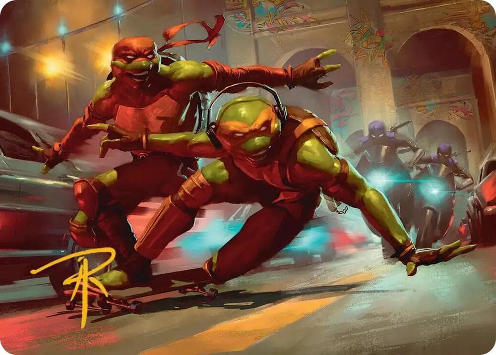 Raph & Mikey, Troublemakers Art Card (Gold-Stamped Signature)