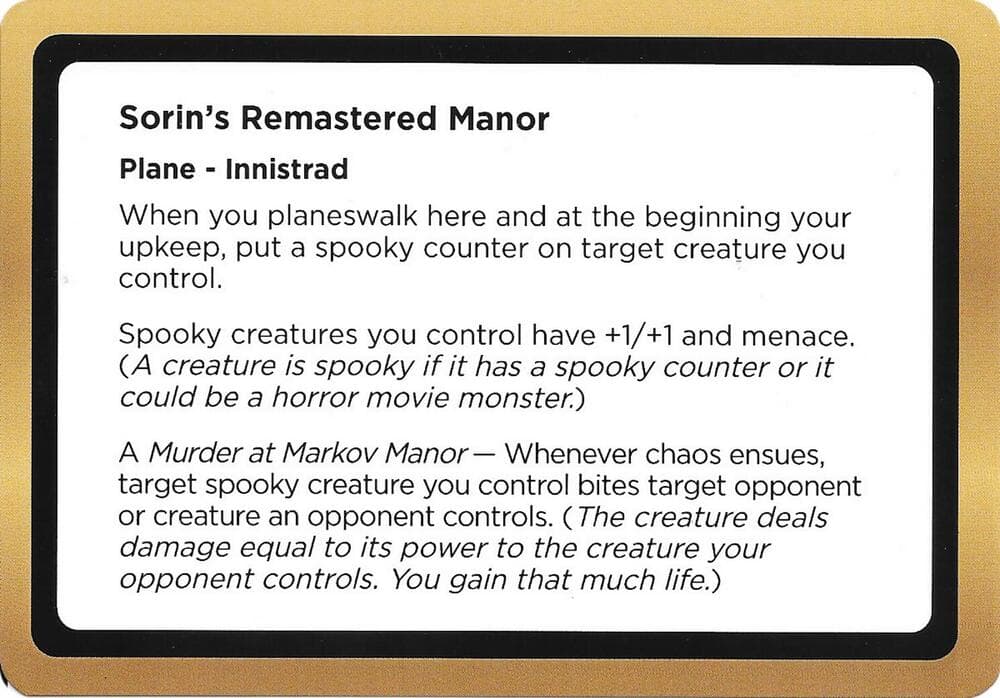Sorin's Remastered Manor (Black Lotus Unknown Planechase)